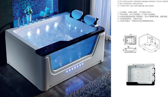 1700*1300*680 Whirlpool Jetted Spa Bathtub 2 Person Massage Air Bubble
